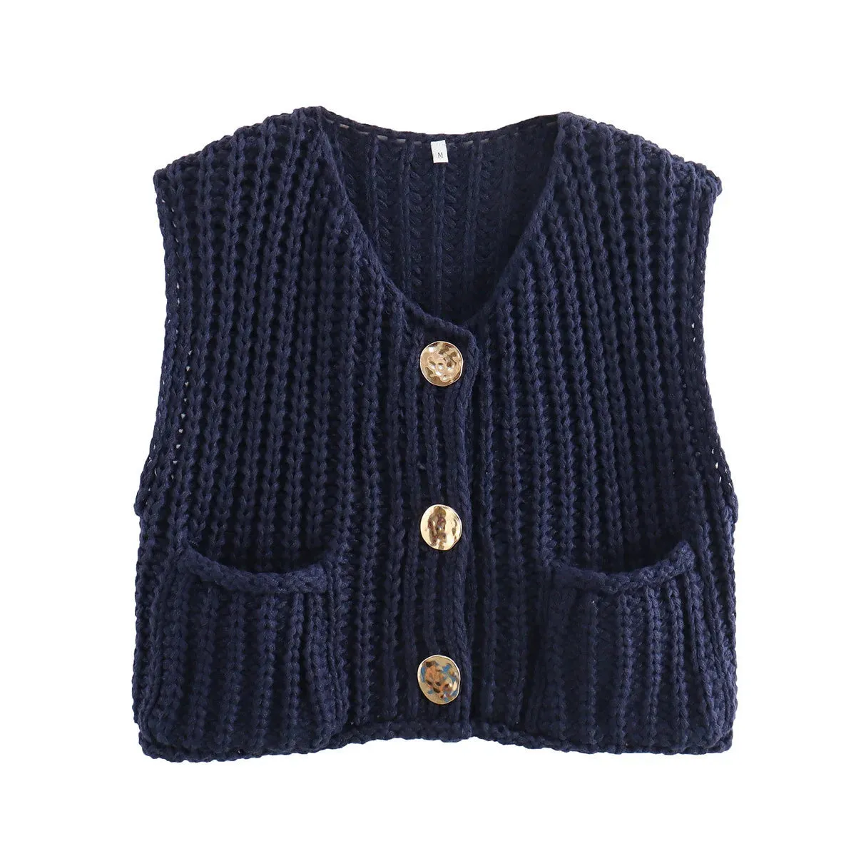 Korean Fashion Crop Sweater Women Vest Cable Knit Casual Top
