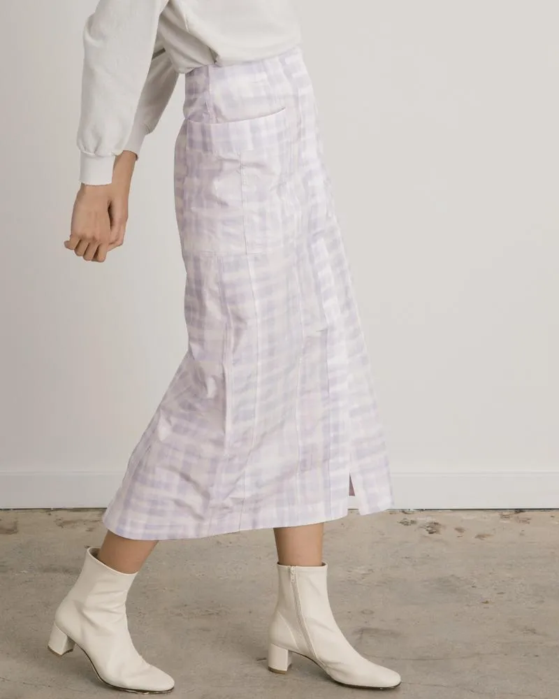 La Jupe Bastide in Print Purple Checked