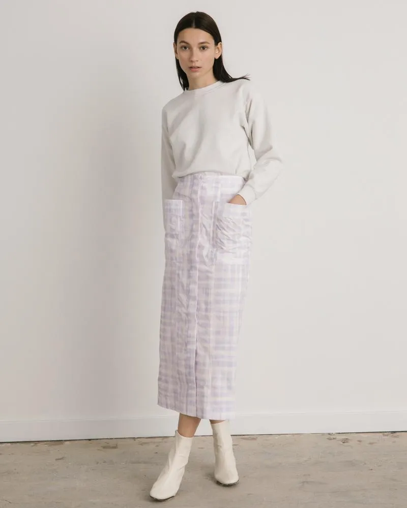 La Jupe Bastide in Print Purple Checked
