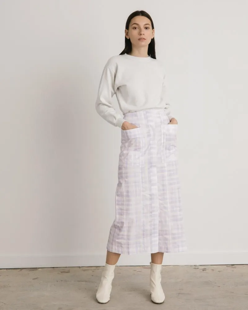 La Jupe Bastide in Print Purple Checked