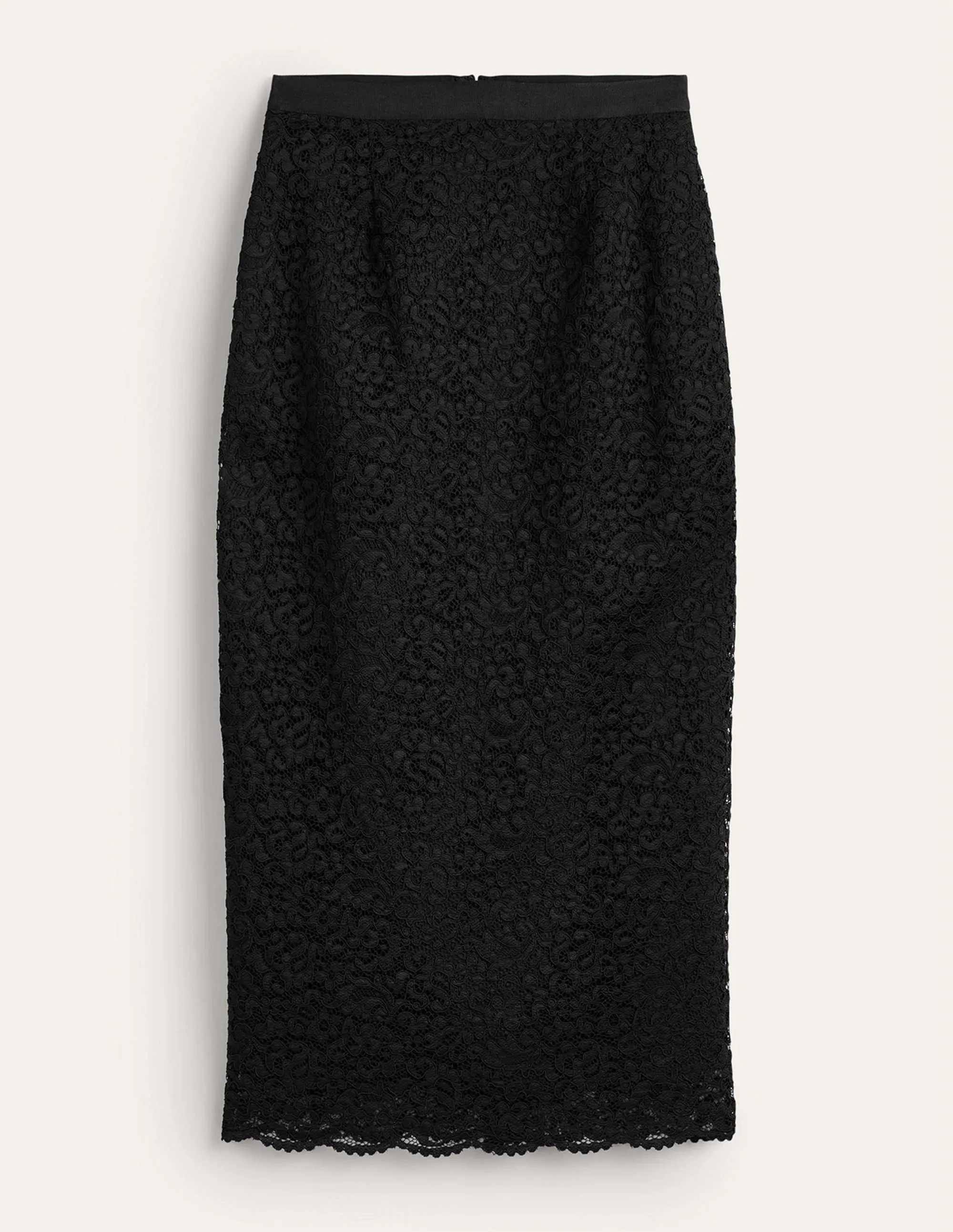 Lace Midi Skirt-Black
