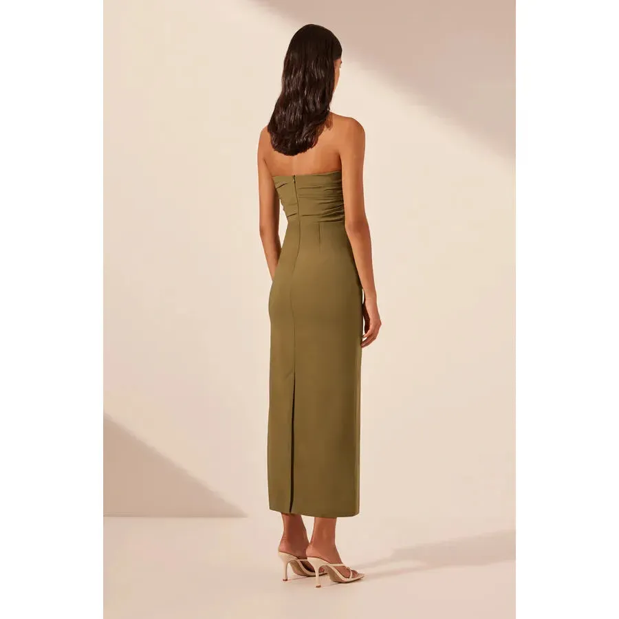 Lani Strapless Gathered Midi dress