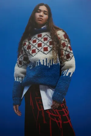 Le Cavalier - Kanata Sweater Knit: Blue & Red