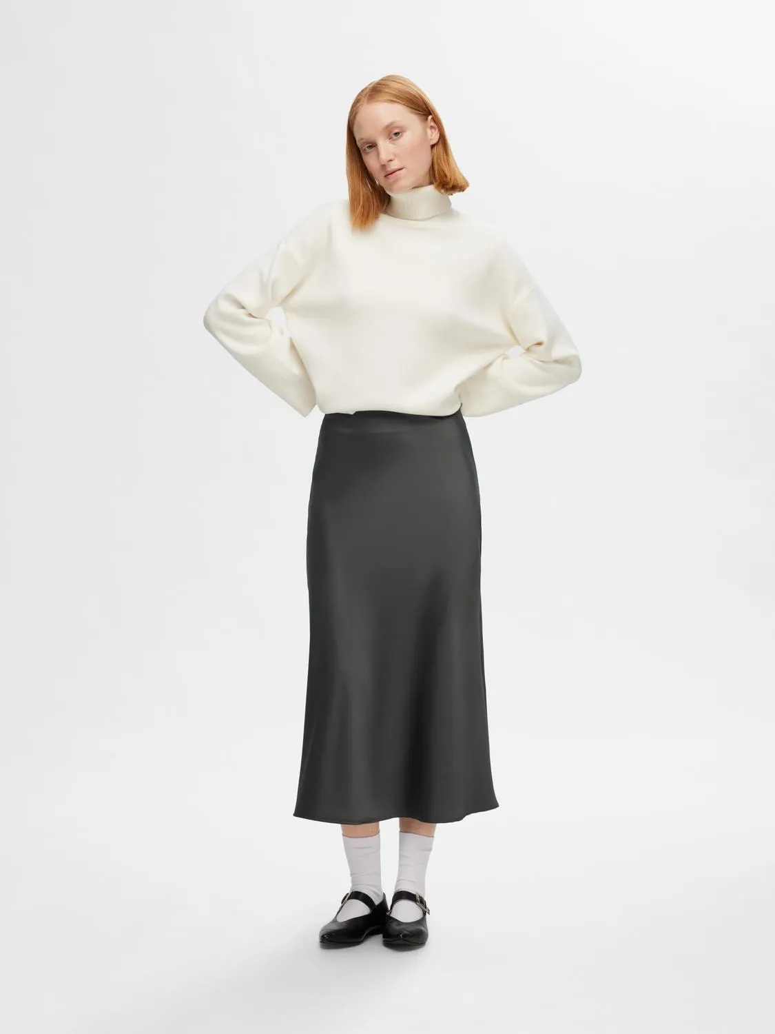 Lena Hw Midi Skirt - Volcanic Ash