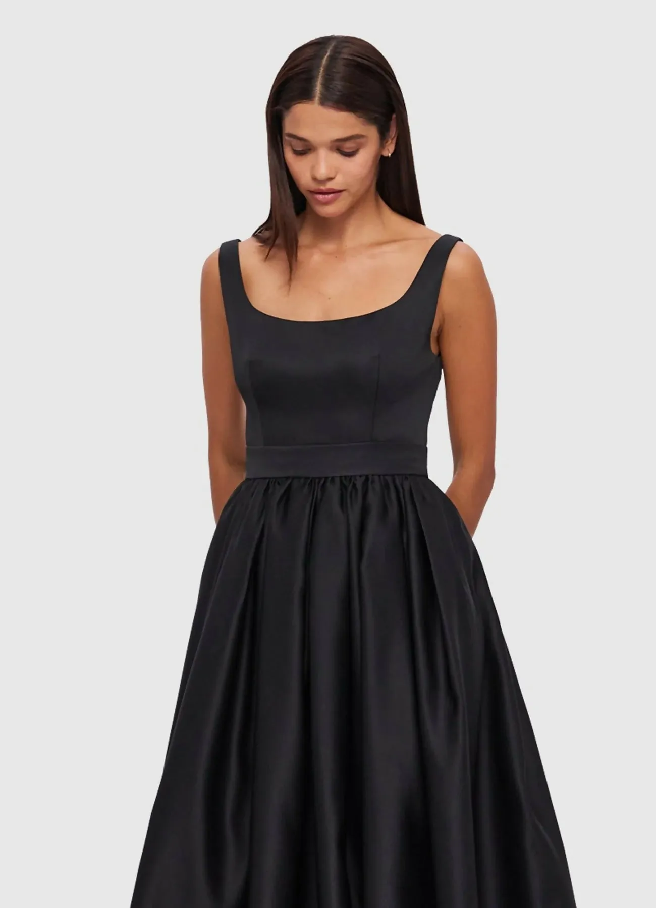 Leo Lin Colleen Midi Dress In Ebony Size 6, 10