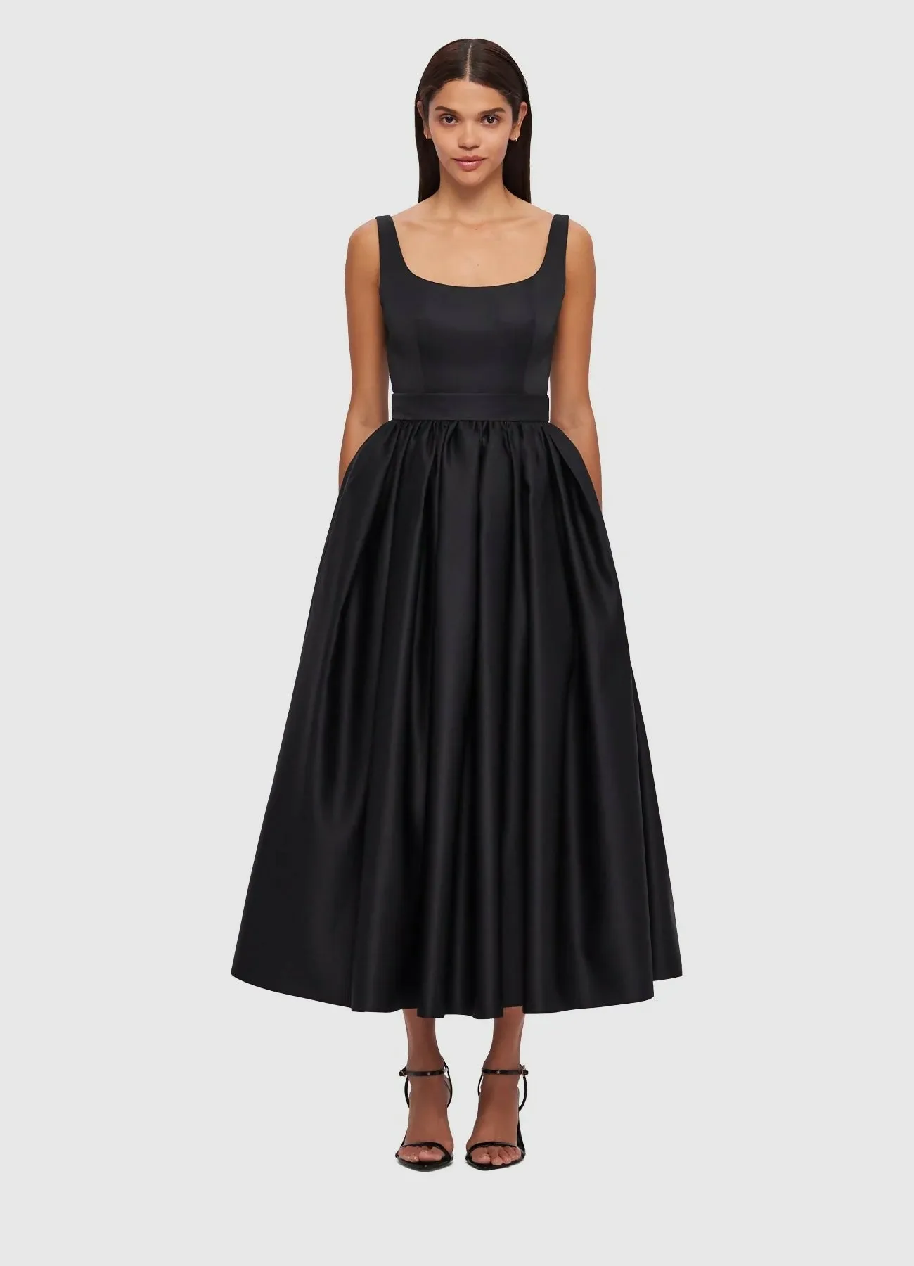 Leo Lin Colleen Midi Dress In Ebony Size 6, 10