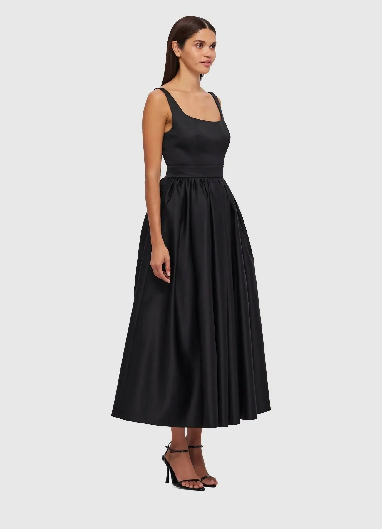 Leo Lin Colleen Midi Dress In Ebony Size 6, 10