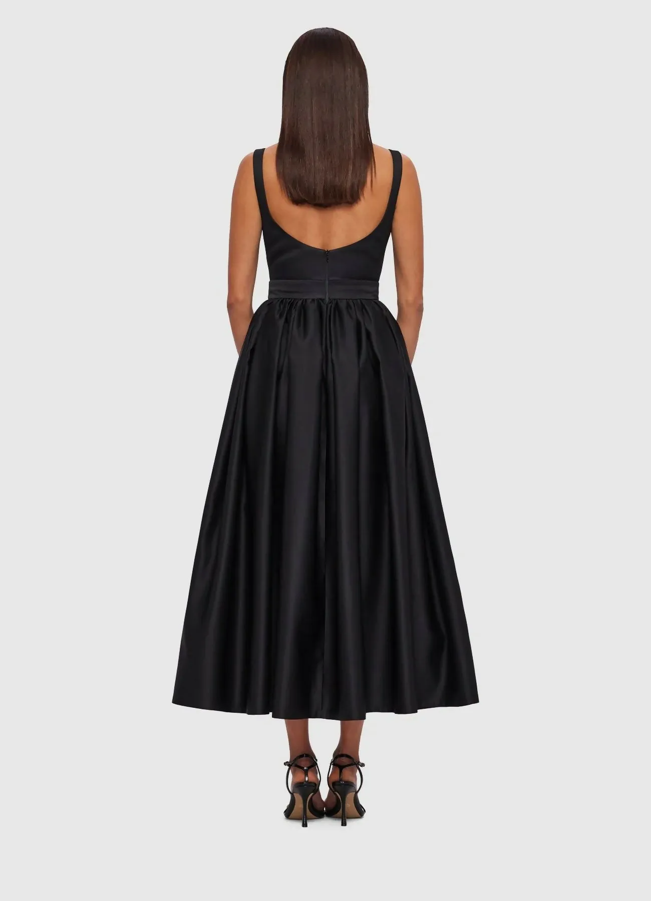 Leo Lin Colleen Midi Dress In Ebony Size 6, 10
