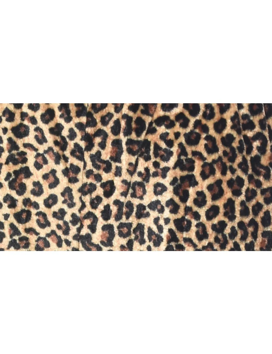 Leopard Print Velour Fabric Trousers - W26 L20