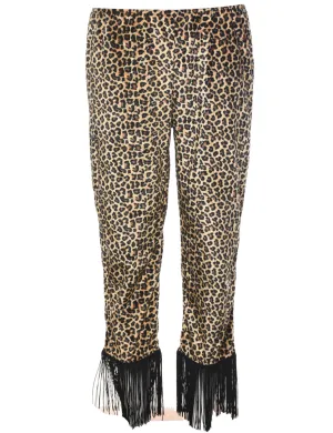 Leopard Print Velour Fabric Trousers - W26 L20