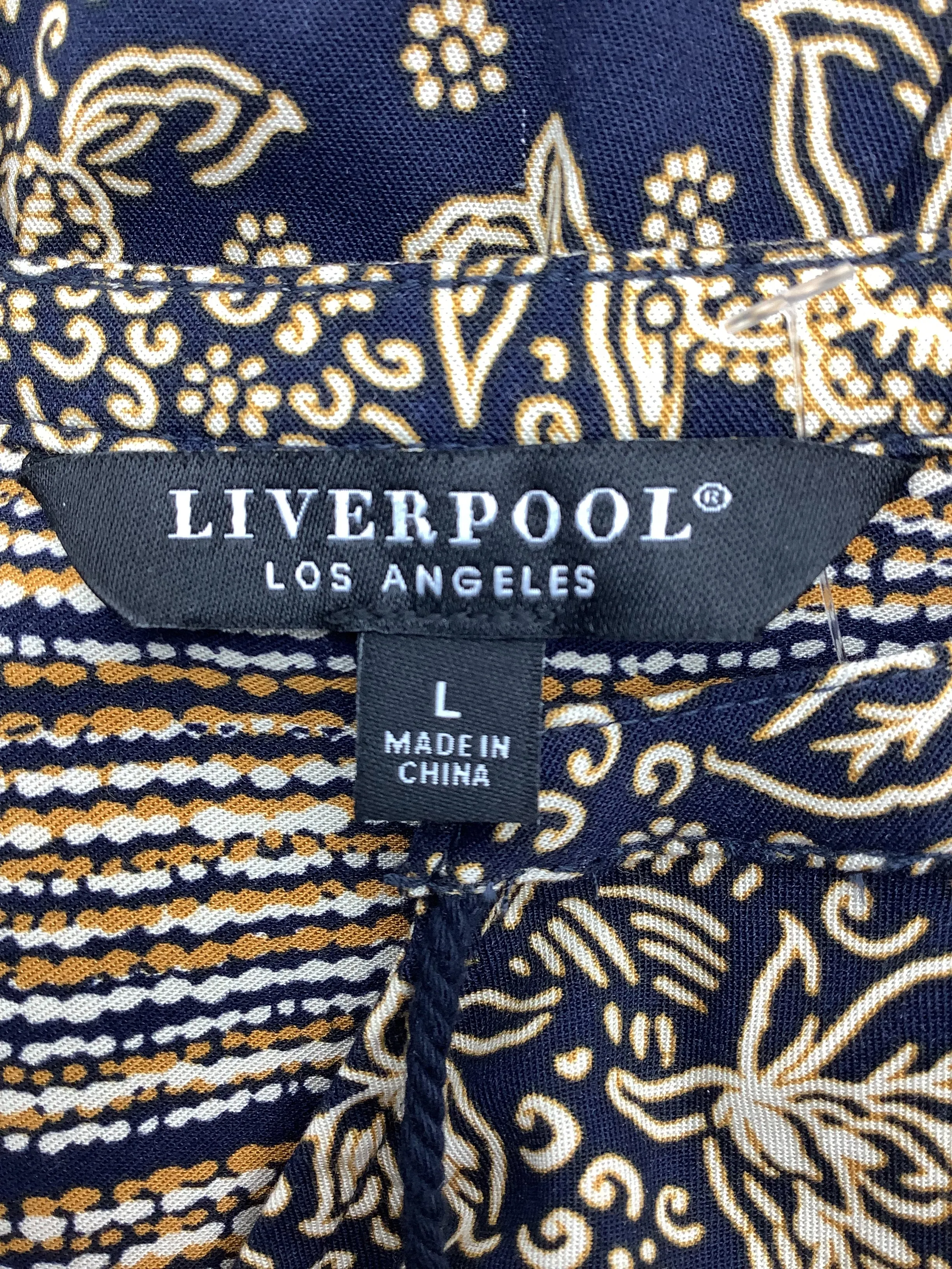 Liverpool Women's Top Print V Neck Tie Front Size: L