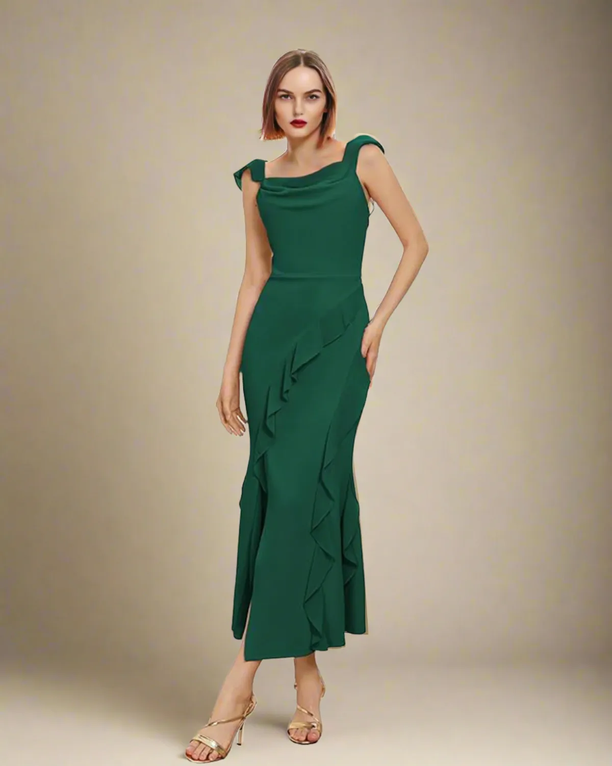 Livia Ruffle Midi Cocktail Dress - Wedding Guest Dress