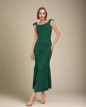 Livia Ruffle Midi Cocktail Dress - Wedding Guest Dress