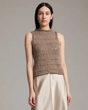 Long Flamme Knit Crop Top | Pewter