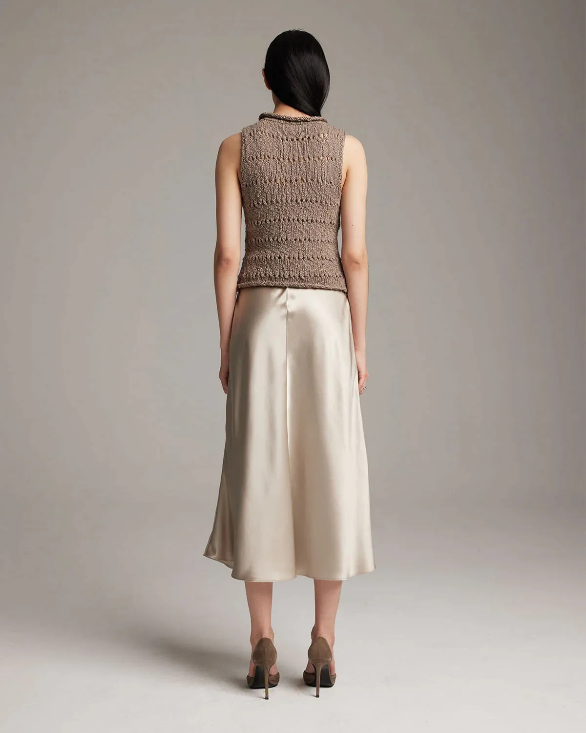 Long Flamme Knit Crop Top | Pewter