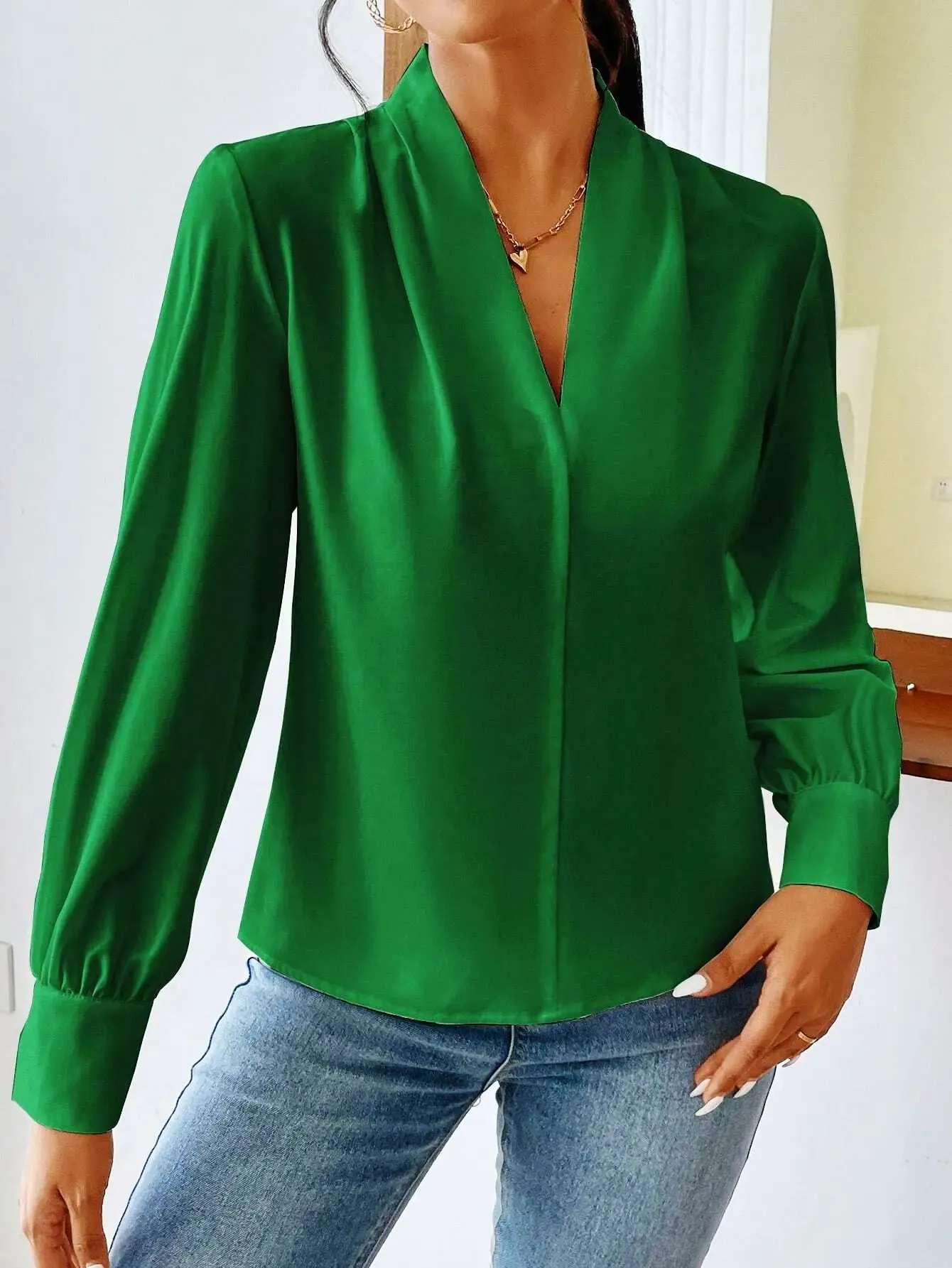 Long Sleeve Design Sense V-neck Loose Top - Effortlessly Stylish and Comfortable