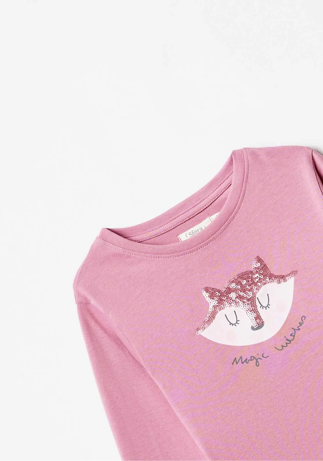 Long Sleeve Fox Tshirt - Pink