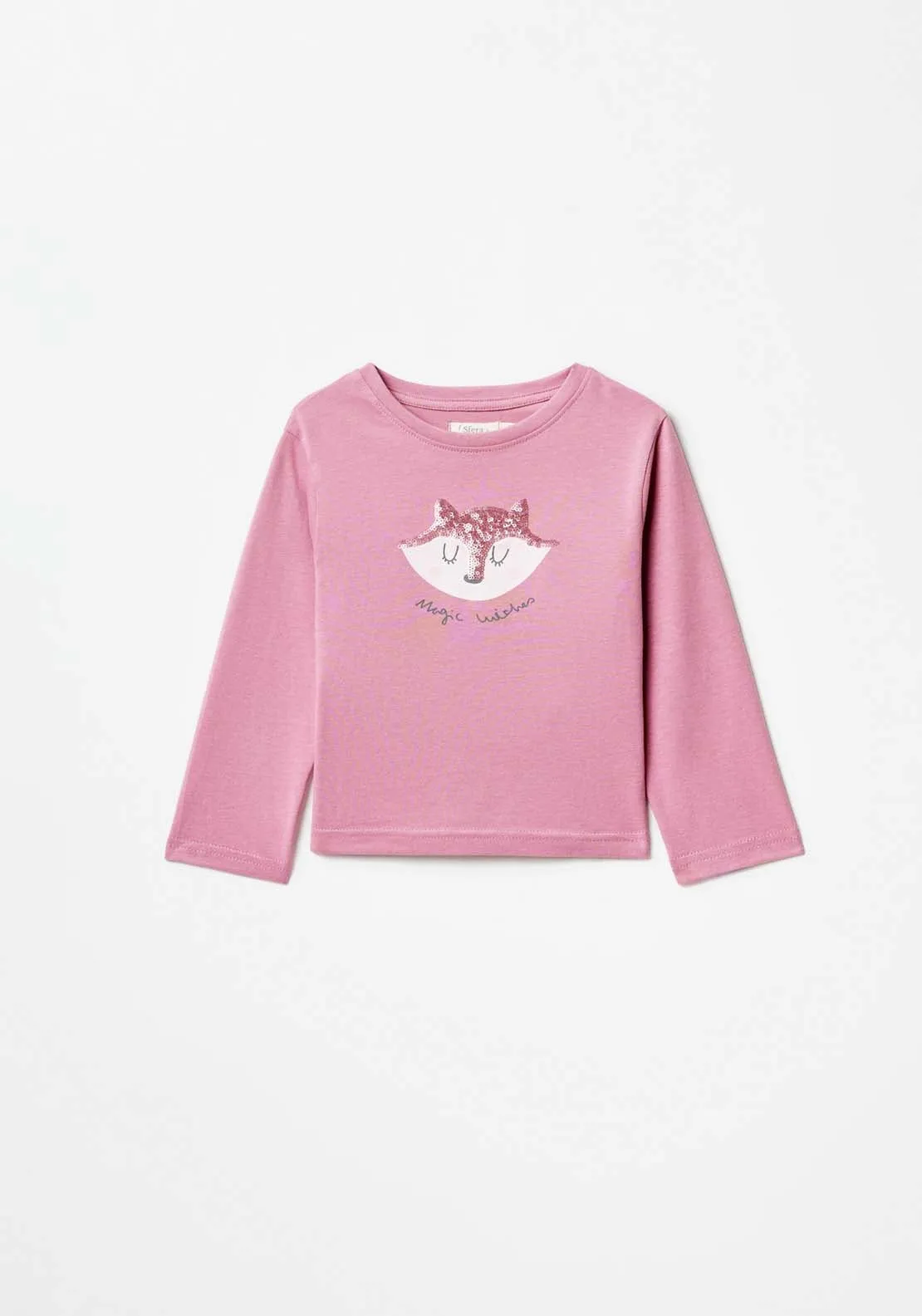 Long Sleeve Fox Tshirt - Pink