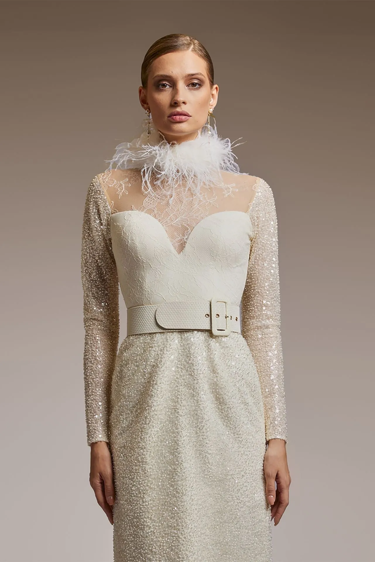 Long-Sleeved Sequin Midi Dress