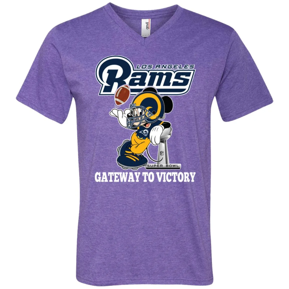 Los Angeles Rams Gateway To Victory Super Bowl 2019 Mickey Mouse Football Nfl Men V-Neck T-Shirt