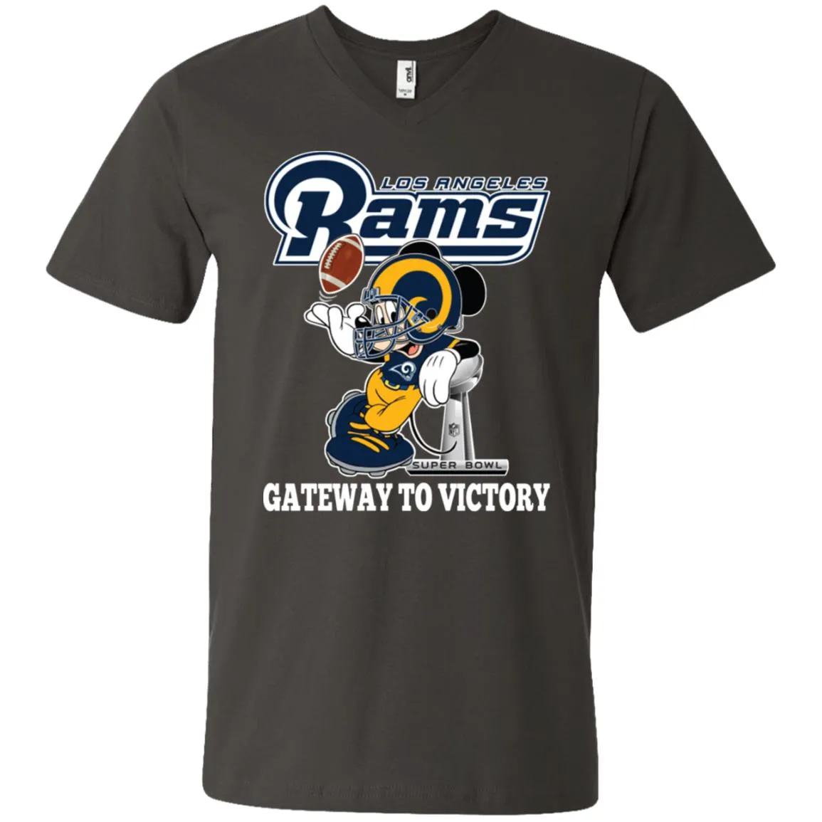 Los Angeles Rams Gateway To Victory Super Bowl 2019 Mickey Mouse Football Nfl Men V-Neck T-Shirt