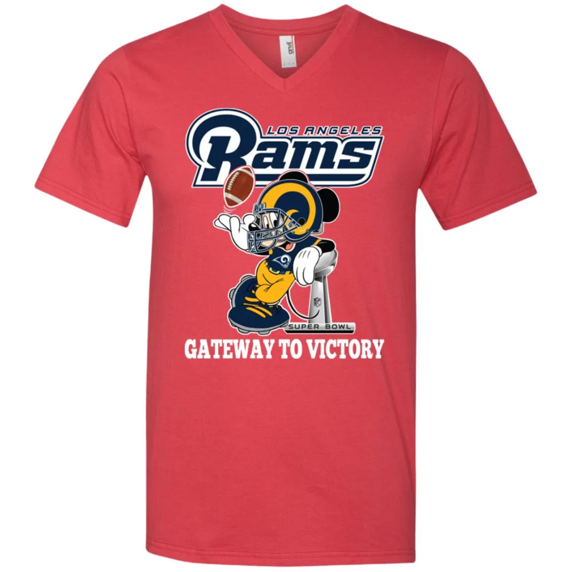 Los Angeles Rams Gateway To Victory Super Bowl 2019 Mickey Mouse Football Nfl Men V-Neck T-Shirt