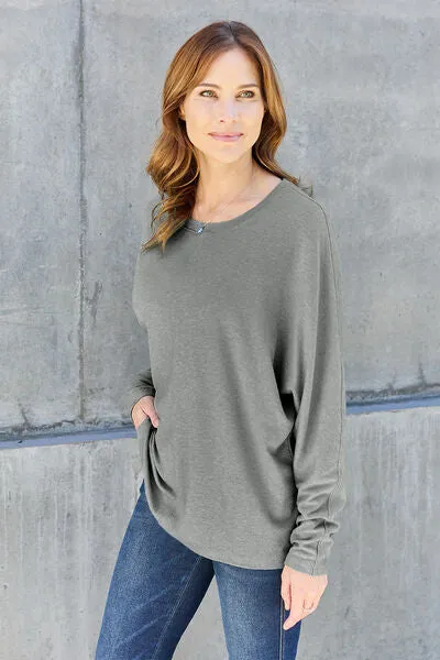 Luxuriously Soft Full Size Round Neck Long Sleeve T-Shirt