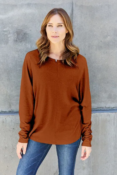 Luxuriously Soft Full Size Round Neck Long Sleeve T-Shirt