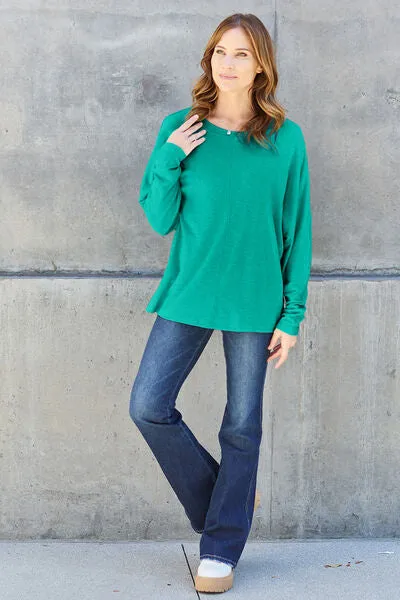 Luxuriously Soft Full Size Round Neck Long Sleeve T-Shirt