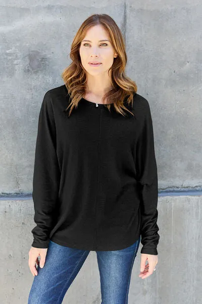 Luxuriously Soft Full Size Round Neck Long Sleeve T-Shirt