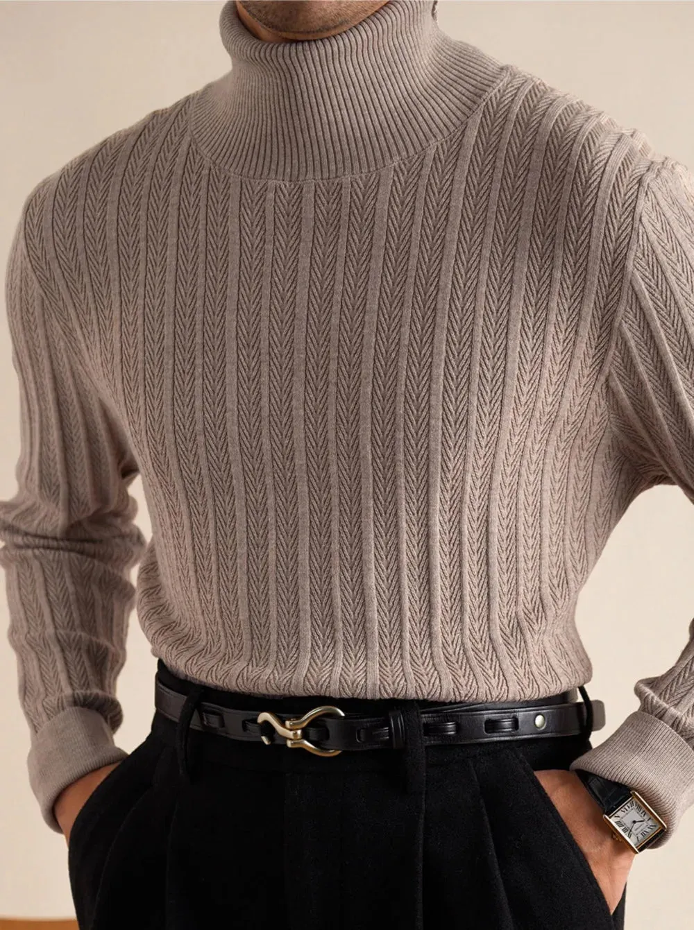 Luxury wool mock neck pullover