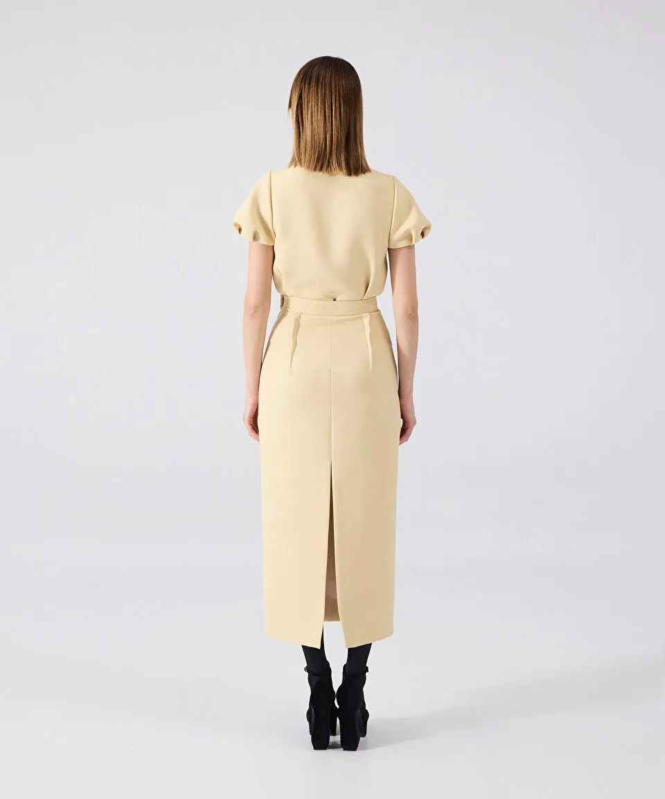 Machka Straight Cut Skirt With Slit Gold