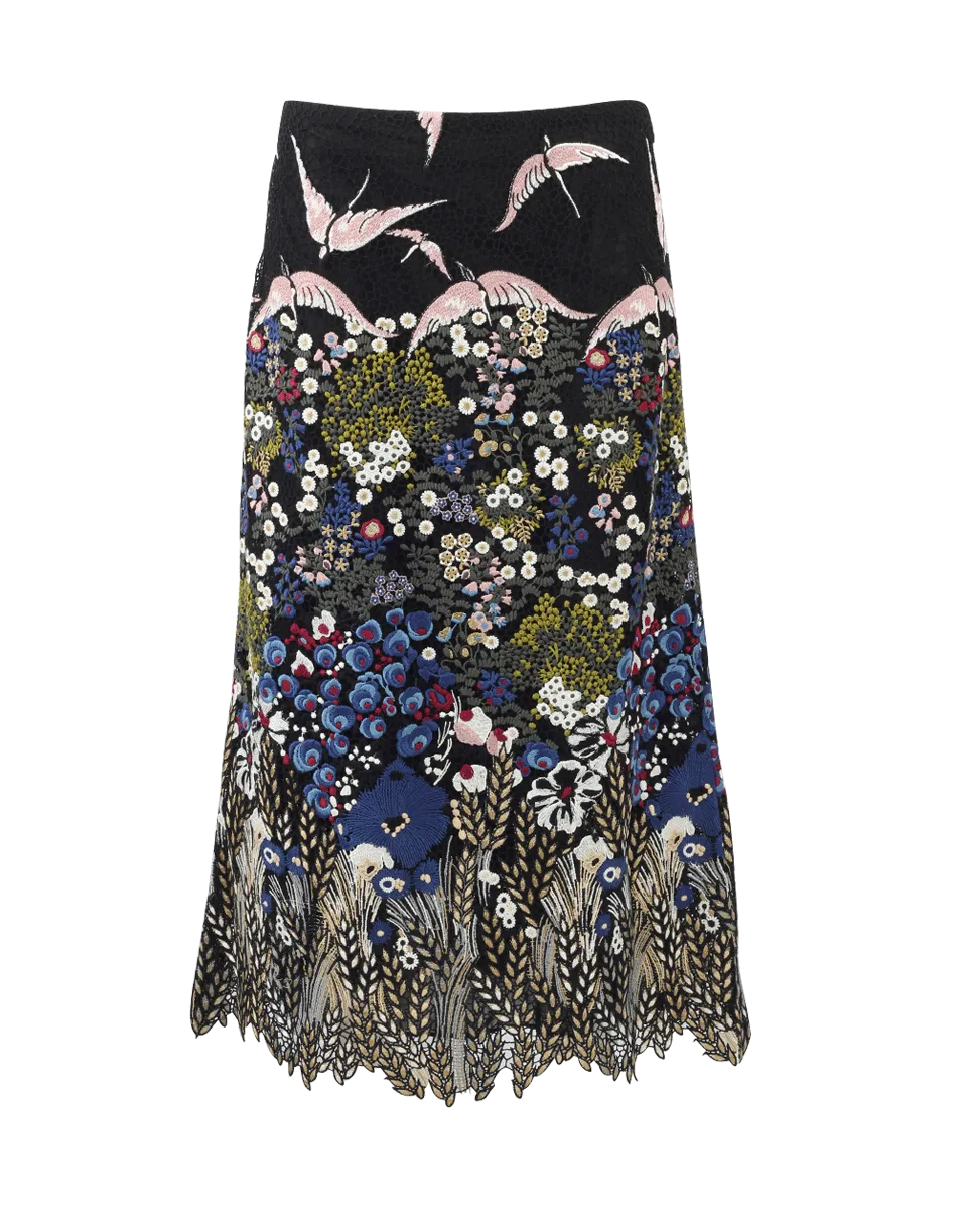 Macrame Landscape Midi Skirt