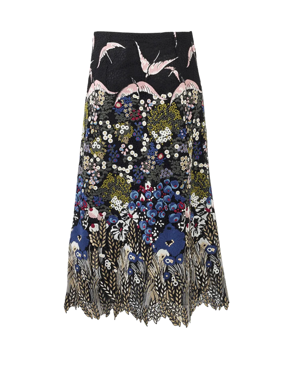 Macrame Landscape Midi Skirt