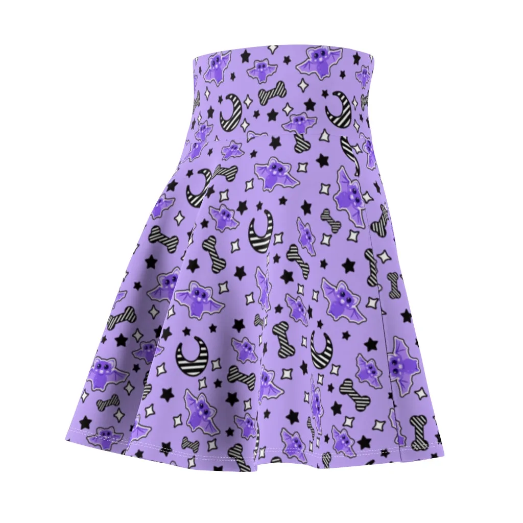 Magical Kawaii Spooky Bats Purple Women's Skater Skirt