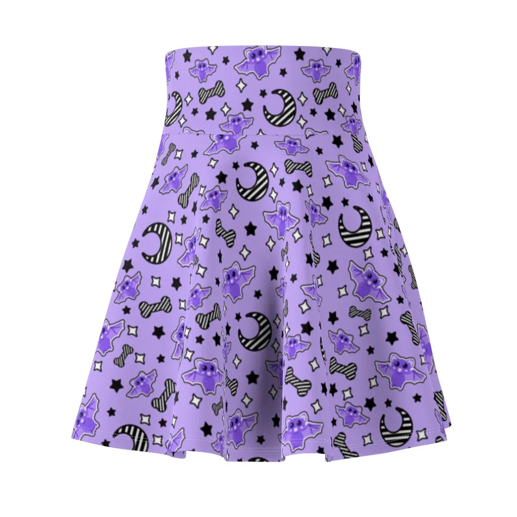 Magical Kawaii Spooky Bats Purple Women's Skater Skirt