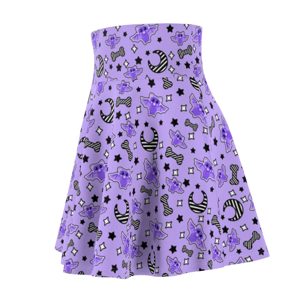 Magical Kawaii Spooky Bats Purple Women's Skater Skirt