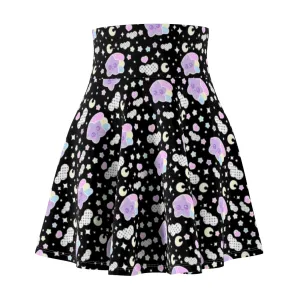 Magical sky shooting star cuties women's skater skirt - black