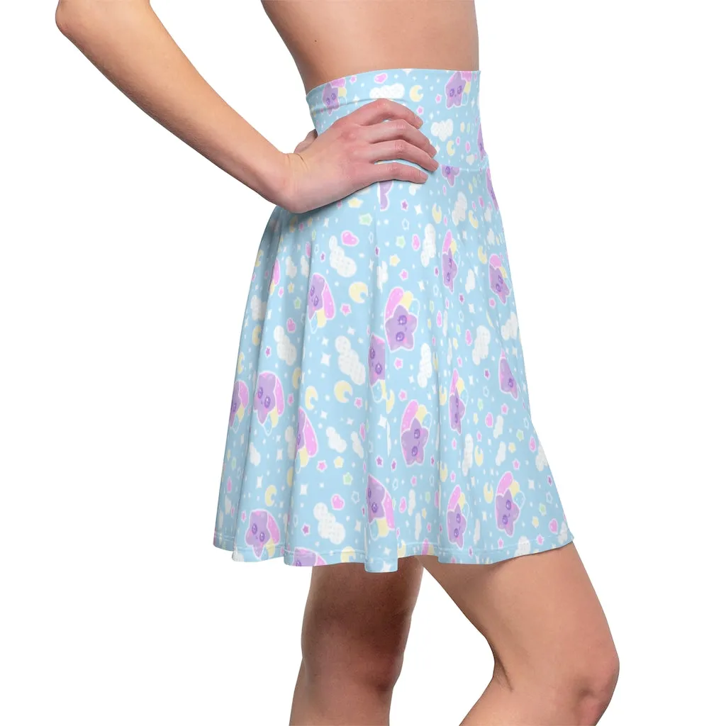 Magical sky shooting star cuties women's skater skirt - blue