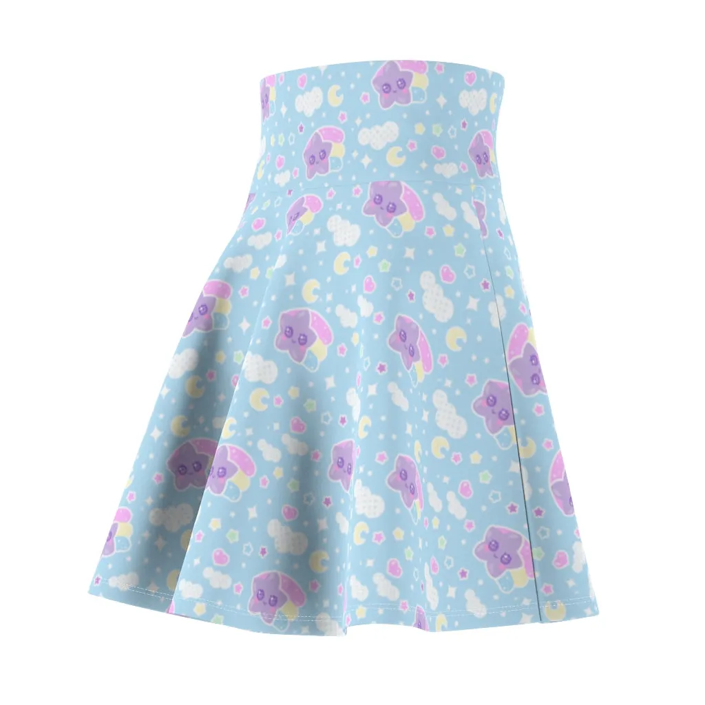 Magical sky shooting star cuties women's skater skirt - blue