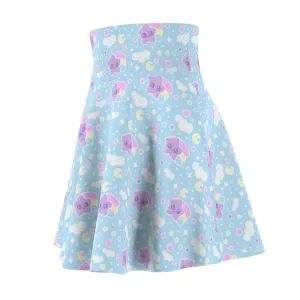 Magical sky shooting star cuties women's skater skirt - blue