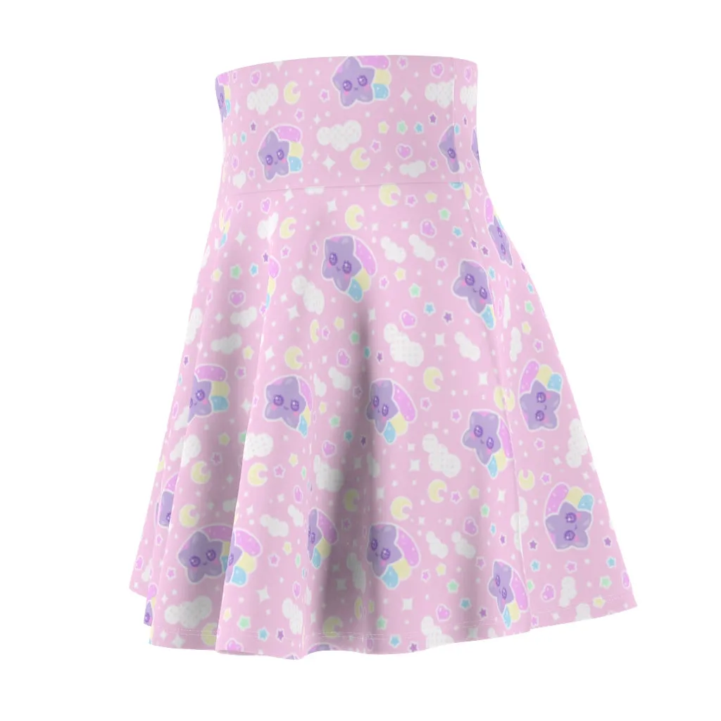Magical sky shooting star cuties women's skater skirt - light pink