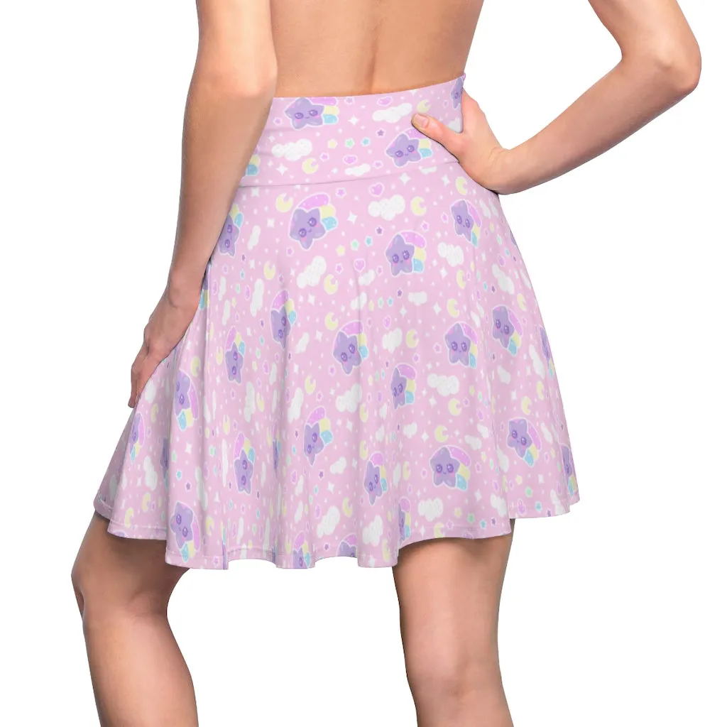 Magical sky shooting star cuties women's skater skirt - light pink