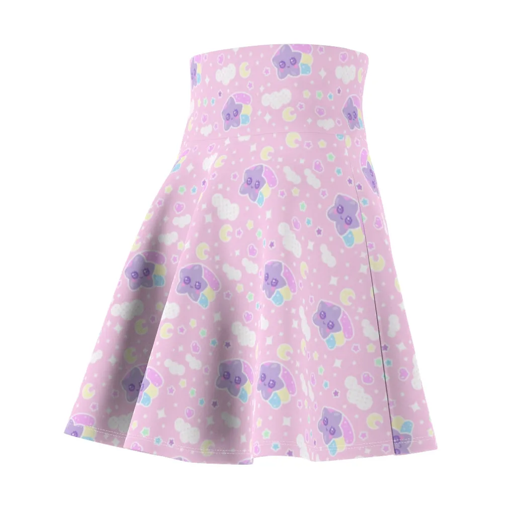 Magical sky shooting star cuties women's skater skirt - light pink