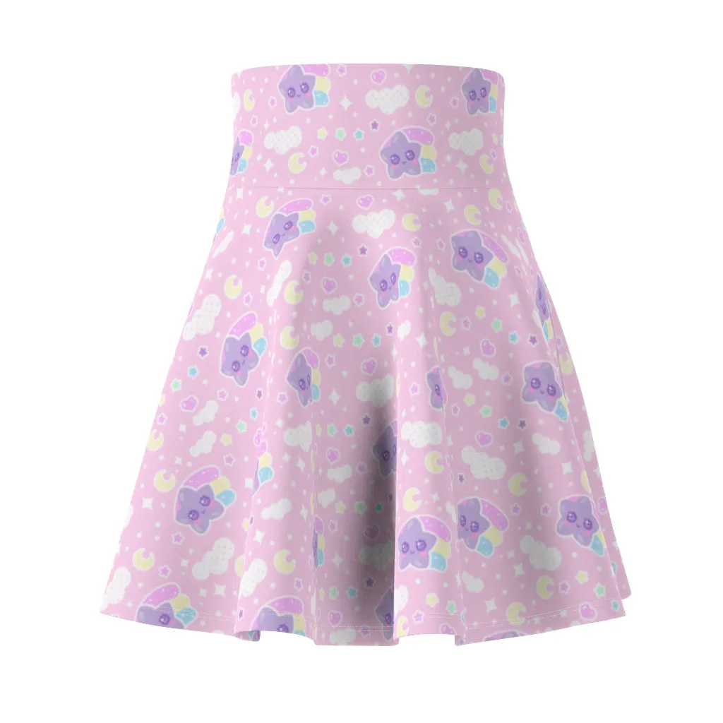 Magical sky shooting star cuties women's skater skirt - light pink
