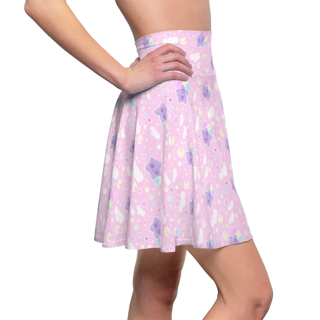 Magical sky shooting star cuties women's skater skirt - light pink