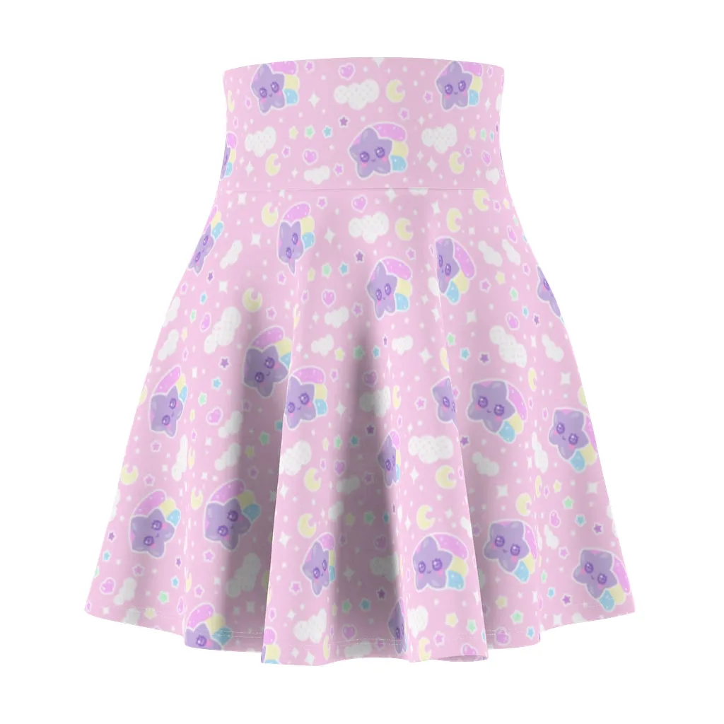 Magical sky shooting star cuties women's skater skirt - light pink