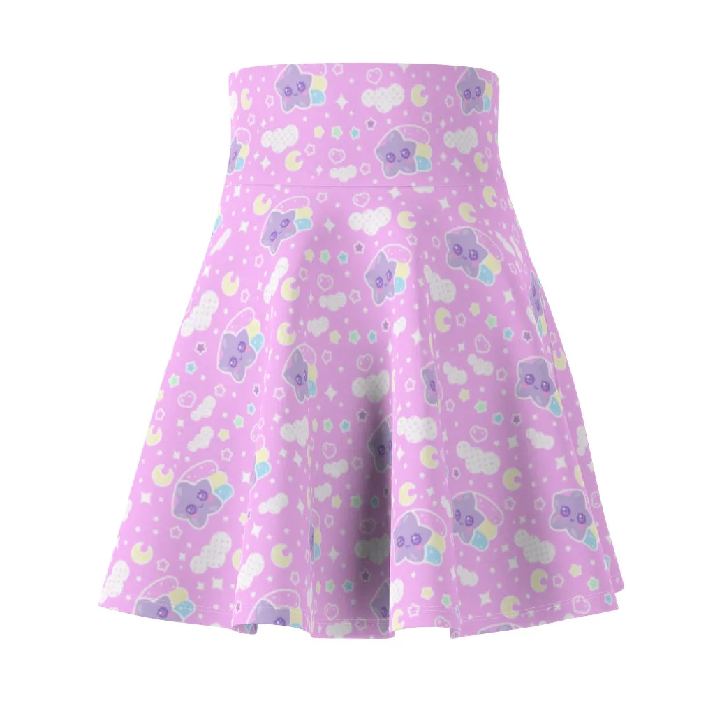 Magical sky shooting star cuties women's skater skirt - pink
