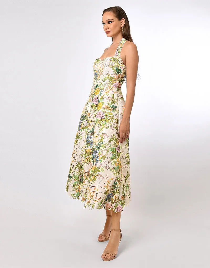 MAISY HALTER LACE MIDI BL70D17S