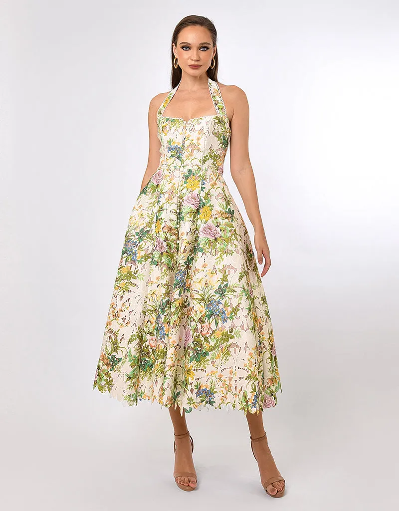 MAISY HALTER LACE MIDI BL70D17S